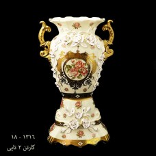 لمونژ کرم گلدان گل برجسته 18